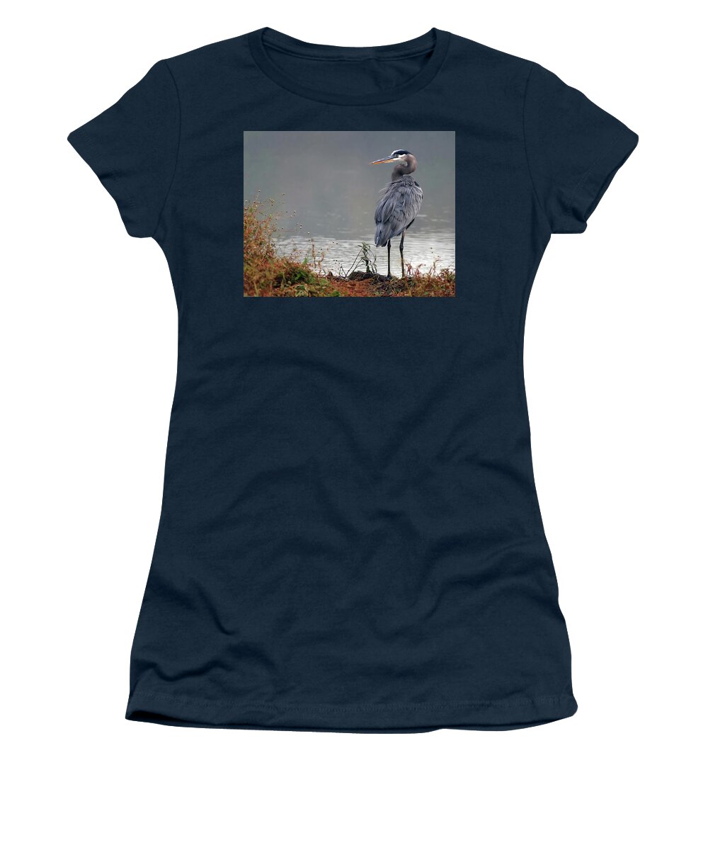 Gbh Women's T-Shirt featuring the photograph Great Blue Heron Landscape by Art Cole