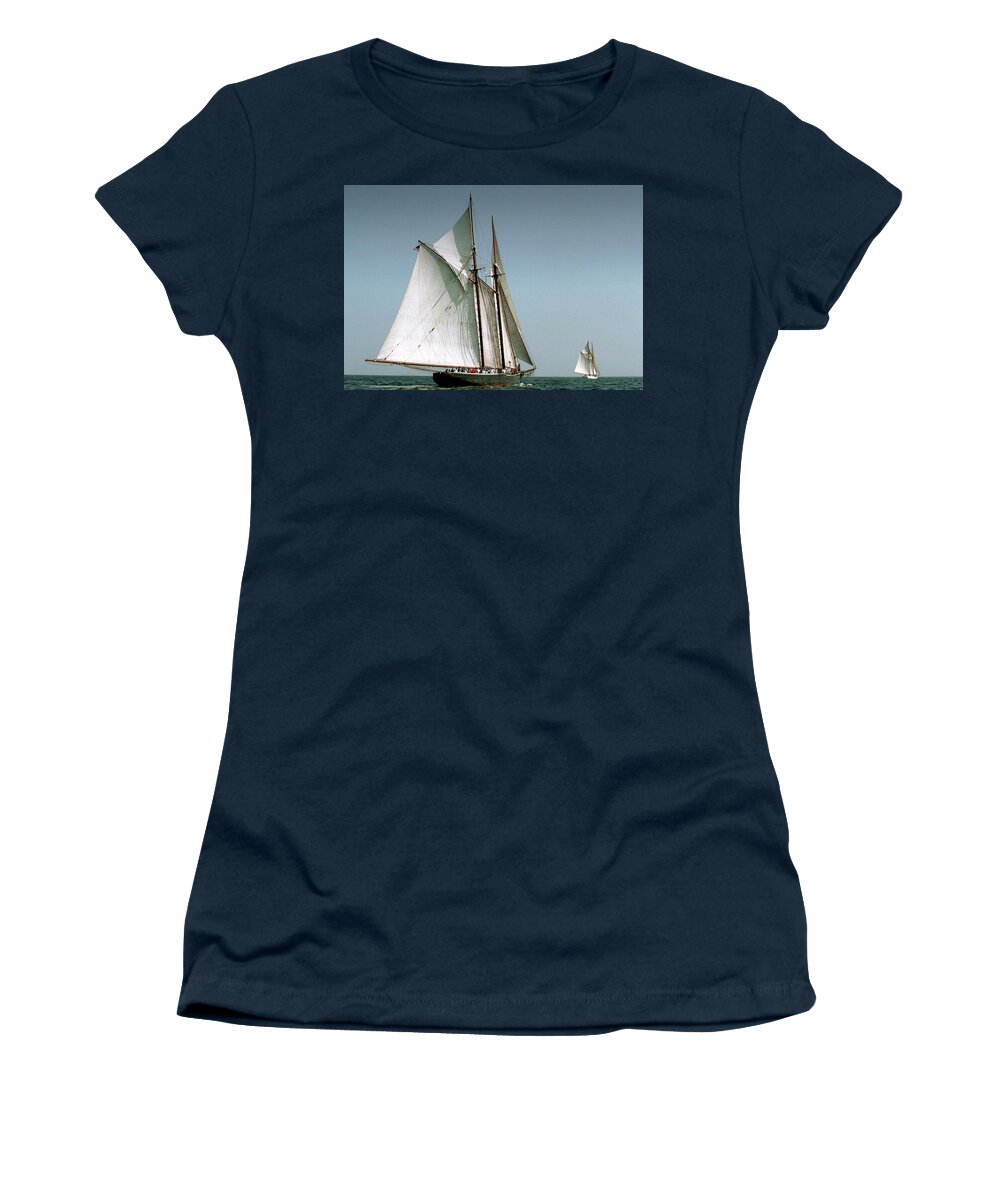 Windjammers Women's T-Shirt featuring the photograph Great Gloucester Schooner Race by Fred LeBlanc