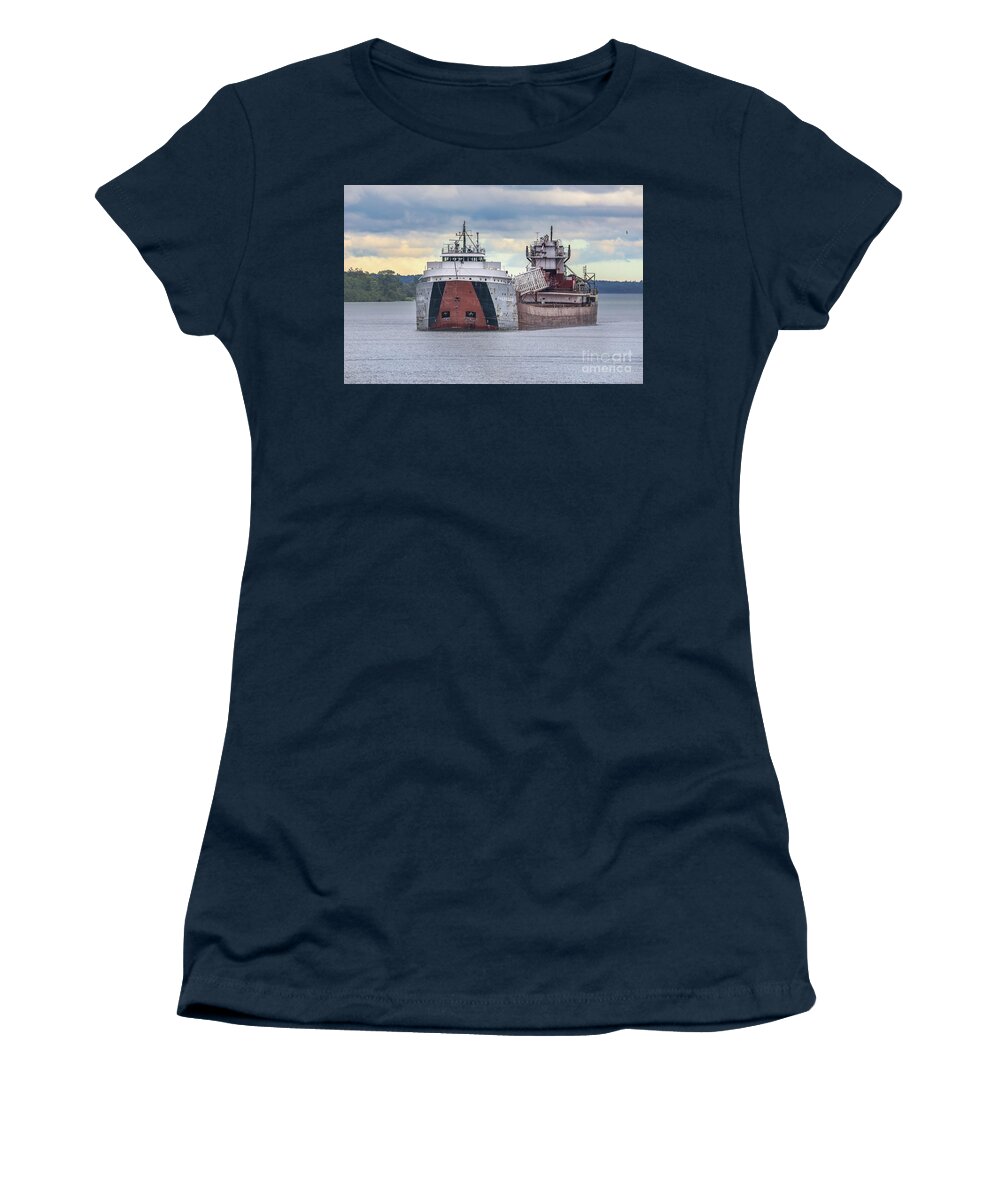Great Lakes Freighter Women's T-Shirt featuring the photograph Great Lakes Freighter Philip Clark -0844 by Norris Seward