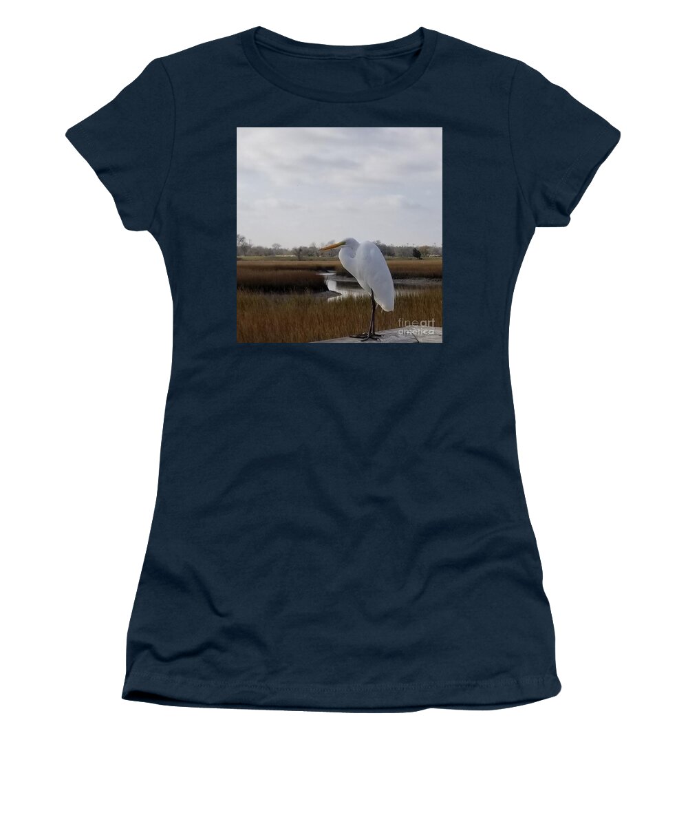 Great Egret Women's T-Shirt featuring the photograph Great White Egret by Amy Regenbogen