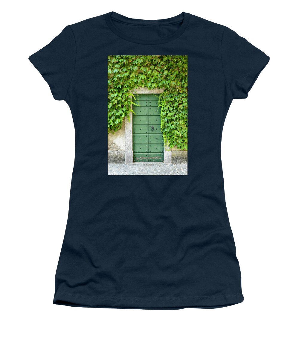 Architecture Women's T-Shirt featuring the photograph Green door and Ivy by Oscar Gutierrez