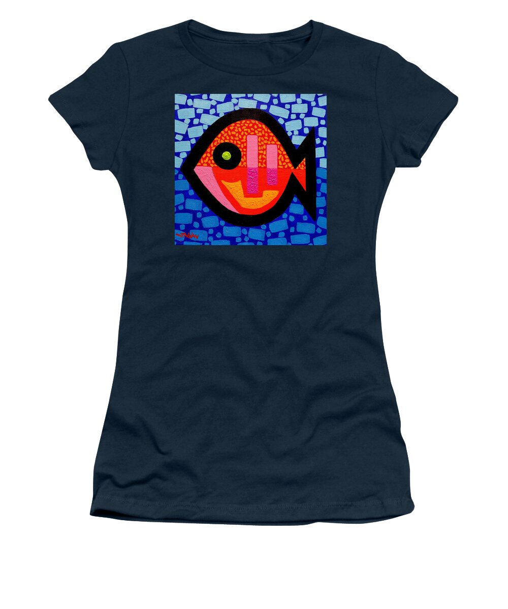 Fish Women's T-Shirt featuring the painting Green Eyed Fish by John Nolan