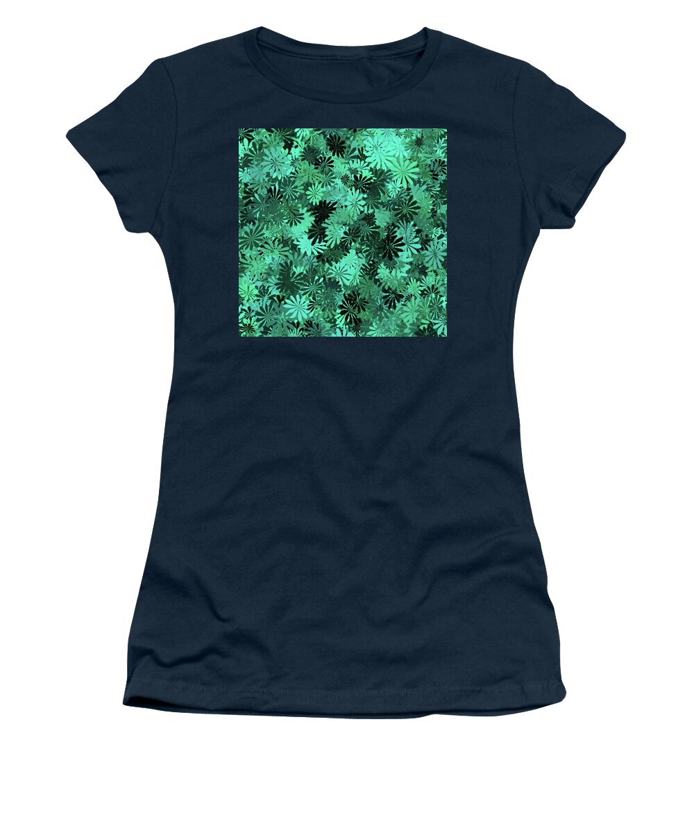 Flower Women's T-Shirt featuring the digital art Green Floral Pattern by Aimee L Maher ALM GALLERY