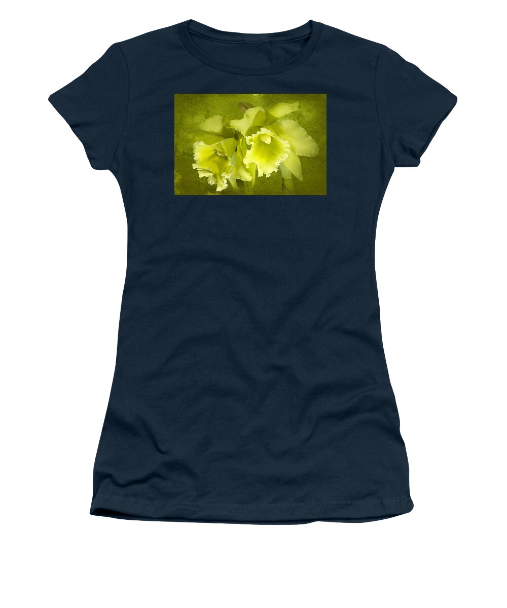 Flower Women's T-Shirt featuring the photograph Green Glow Orchids by Phyllis Denton
