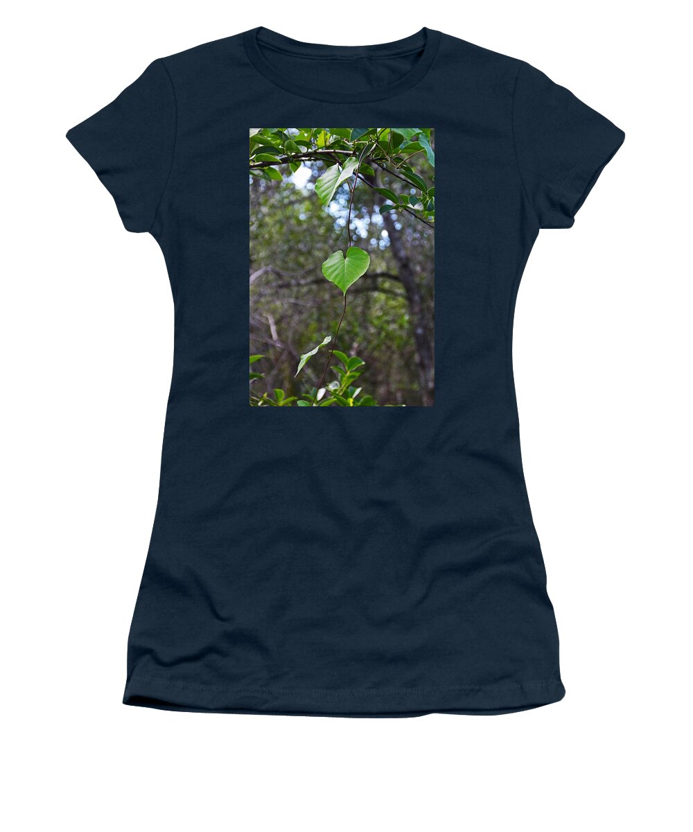 Leaves Women's T-Shirt featuring the photograph Green Heart by Michiale Schneider