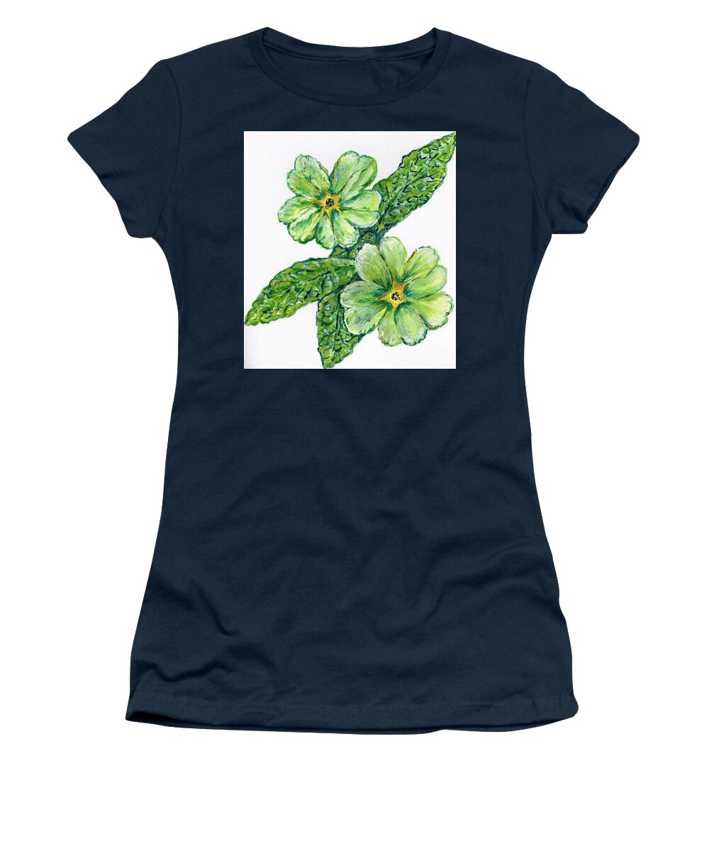 Green Women's T-Shirt featuring the painting Green Primrose Illustration by Catherine Gruetzke-Blais