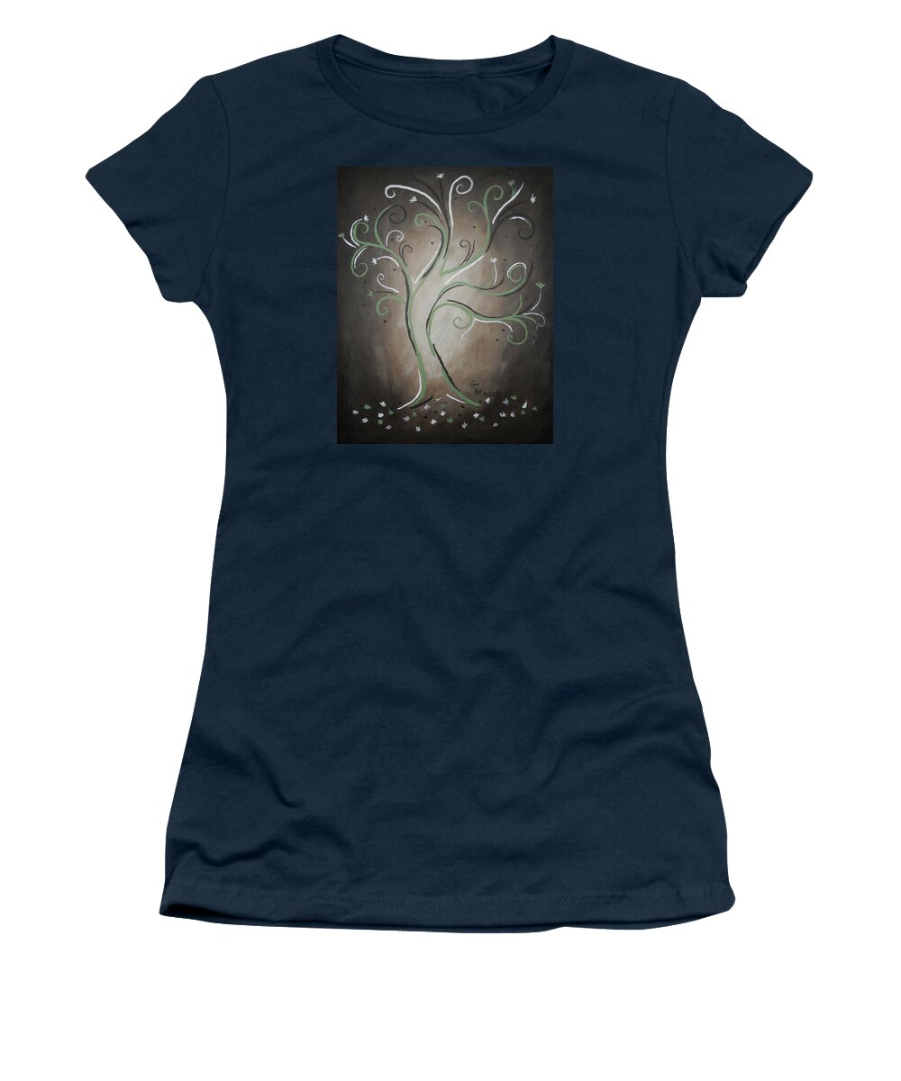 Tree Women's T-Shirt featuring the painting Green Tree by Cami Lee