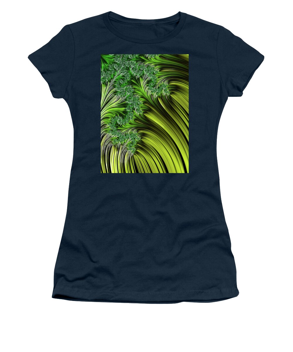Vegetation Abstract Women's T-Shirt featuring the digital art Green Vegetation Abstract by Georgiana Romanovna