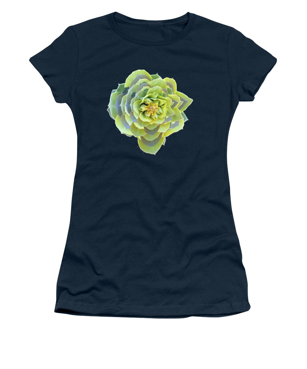 Green Flower Women's T-Shirt featuring the digital art Green Weed Flower Kaliedoscope by Julia L Wright