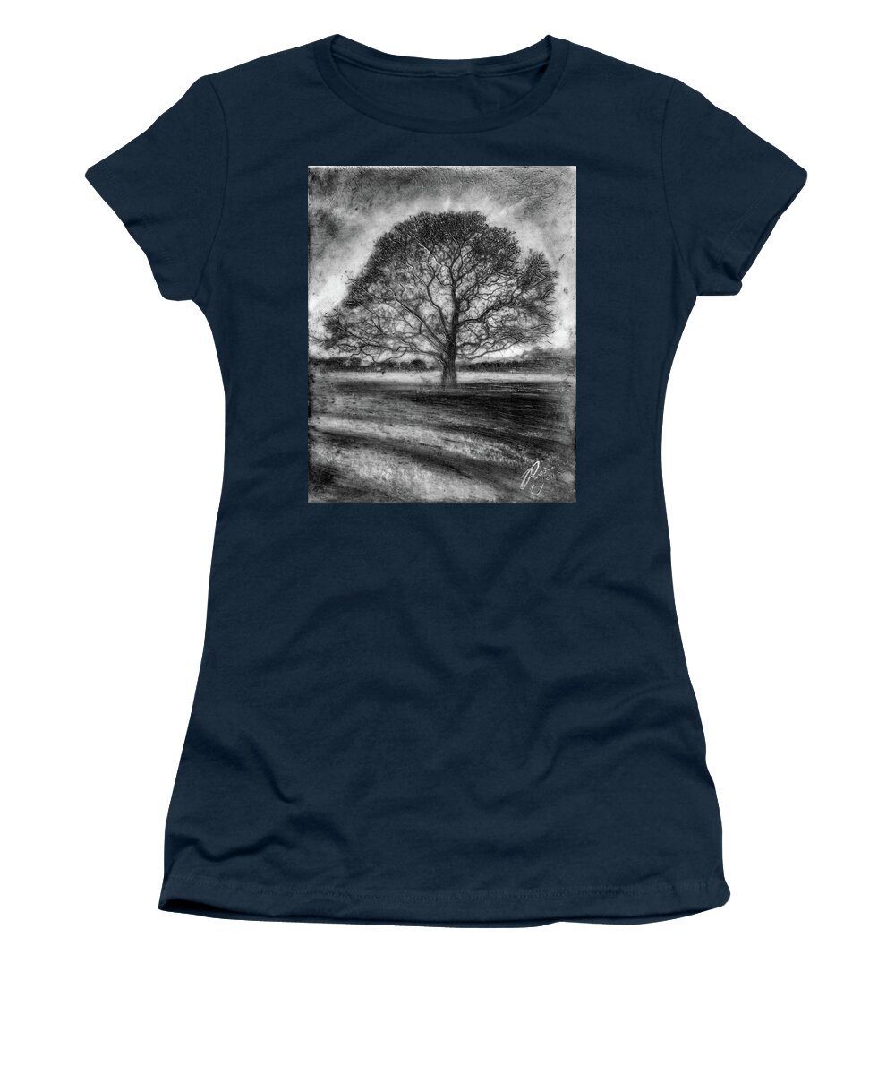 Trees Women's T-Shirt featuring the mixed media Hagley Tree 2 by Roseanne Jones