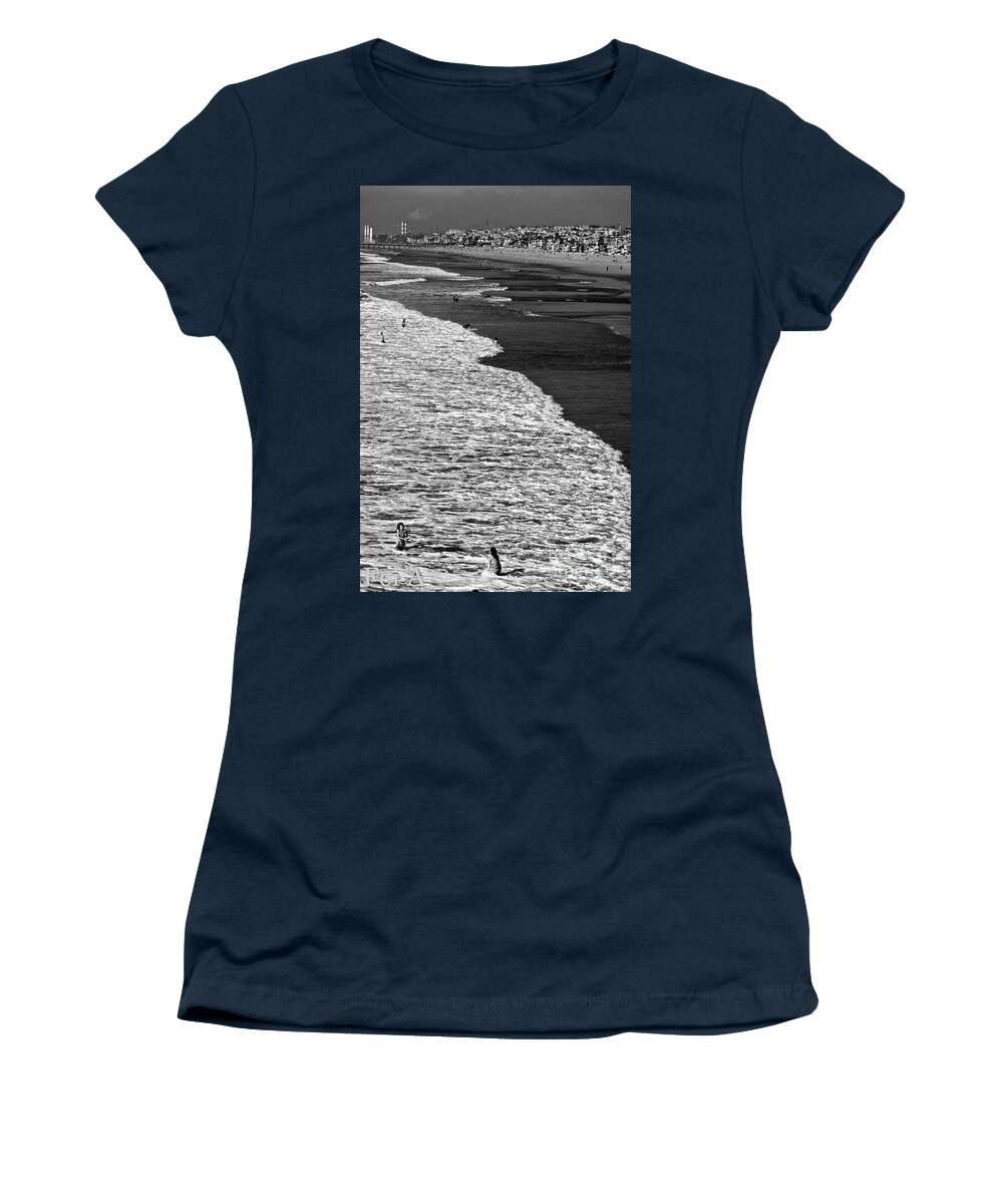 Beach Women's T-Shirt featuring the photograph Half Ocean Half Beach Half of the Half City by Fei A