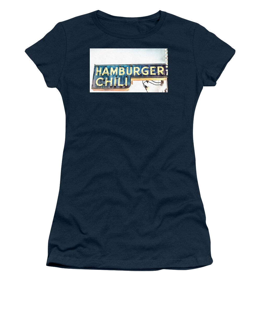 Hamburger Women's T-Shirt featuring the digital art Hamburger Chili Chicago by Edward Fielding