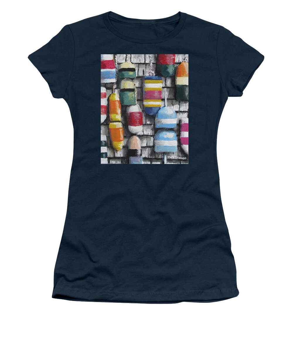 Buoys Women's T-Shirt featuring the painting Hanging With The Buoys by Jack Skinner