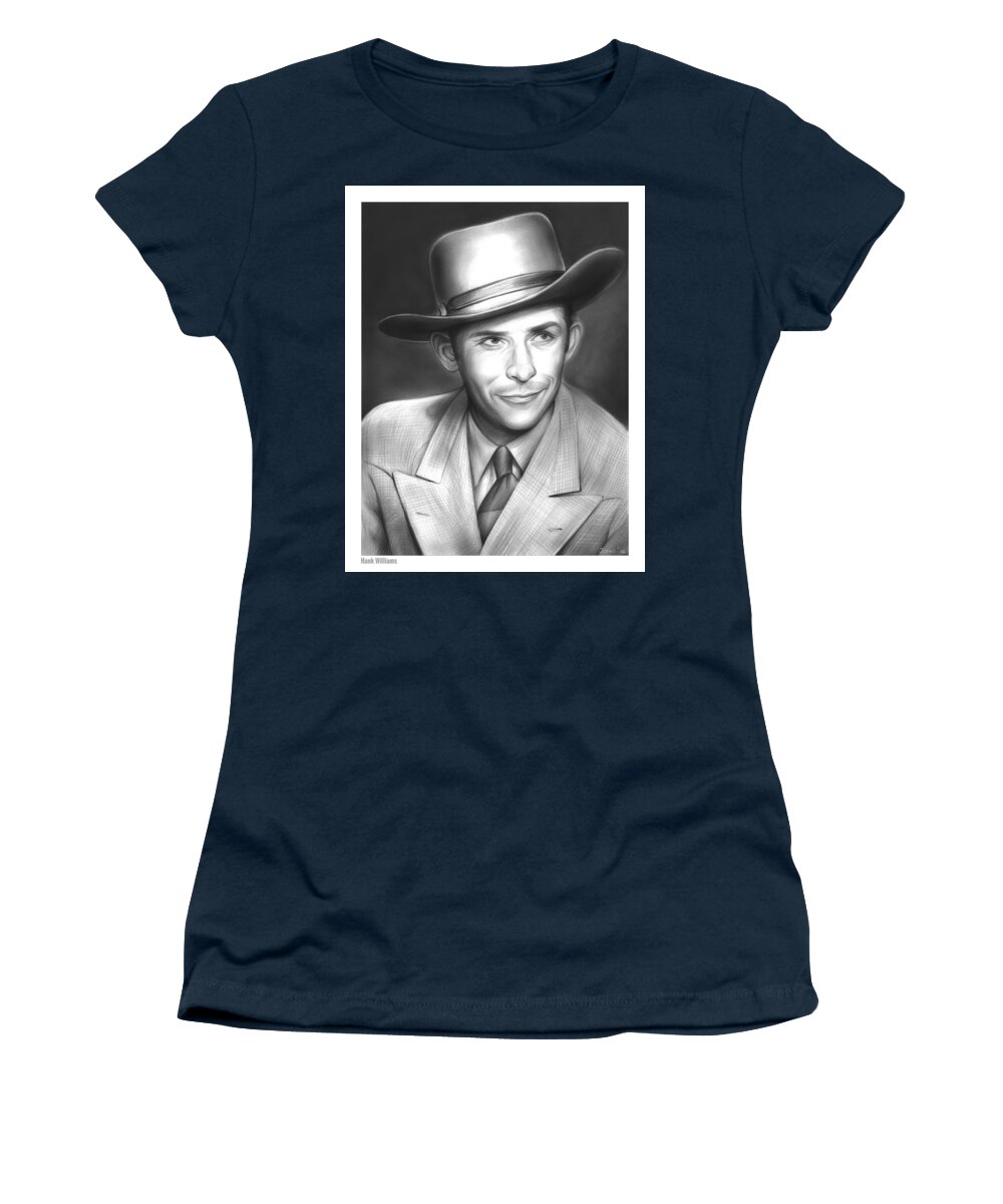 Hank Williams Women's T-Shirt featuring the drawing Hank Williams by Greg Joens