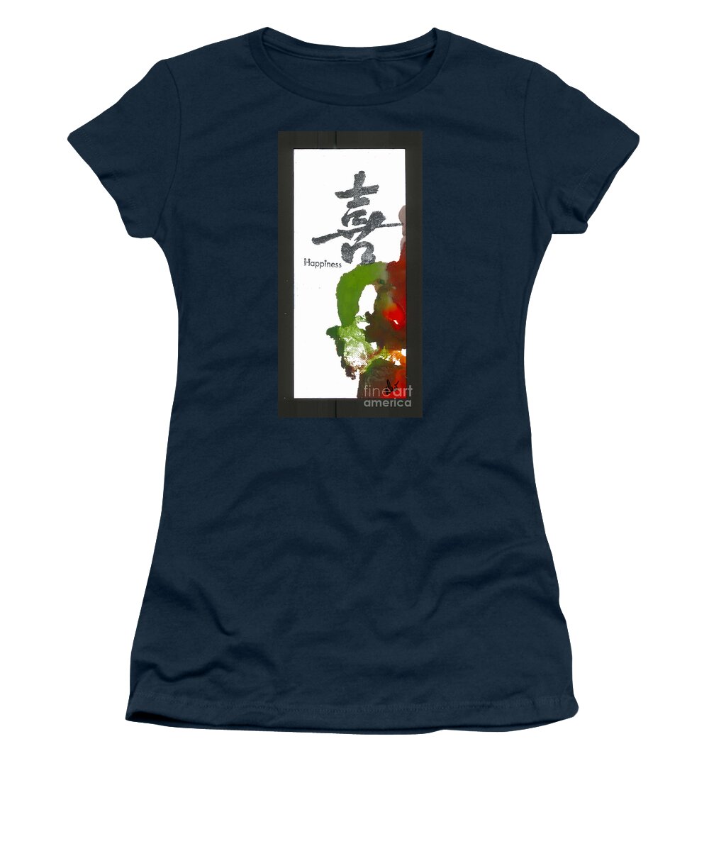 Abstract Women's T-Shirt featuring the mixed media Happy by Angela L Walker