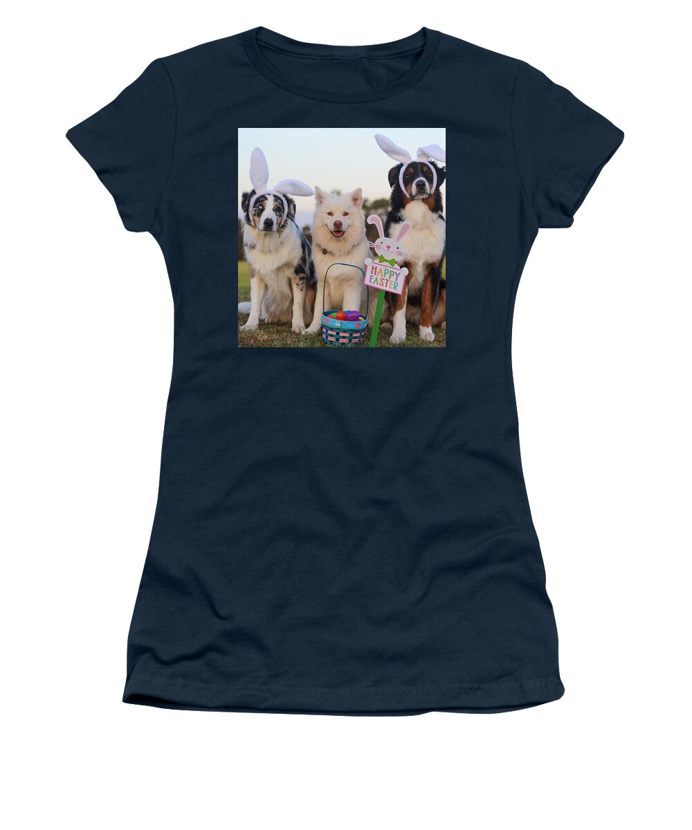 Happy Women's T-Shirt featuring the digital art Happy Easter by Kathy Tarochione