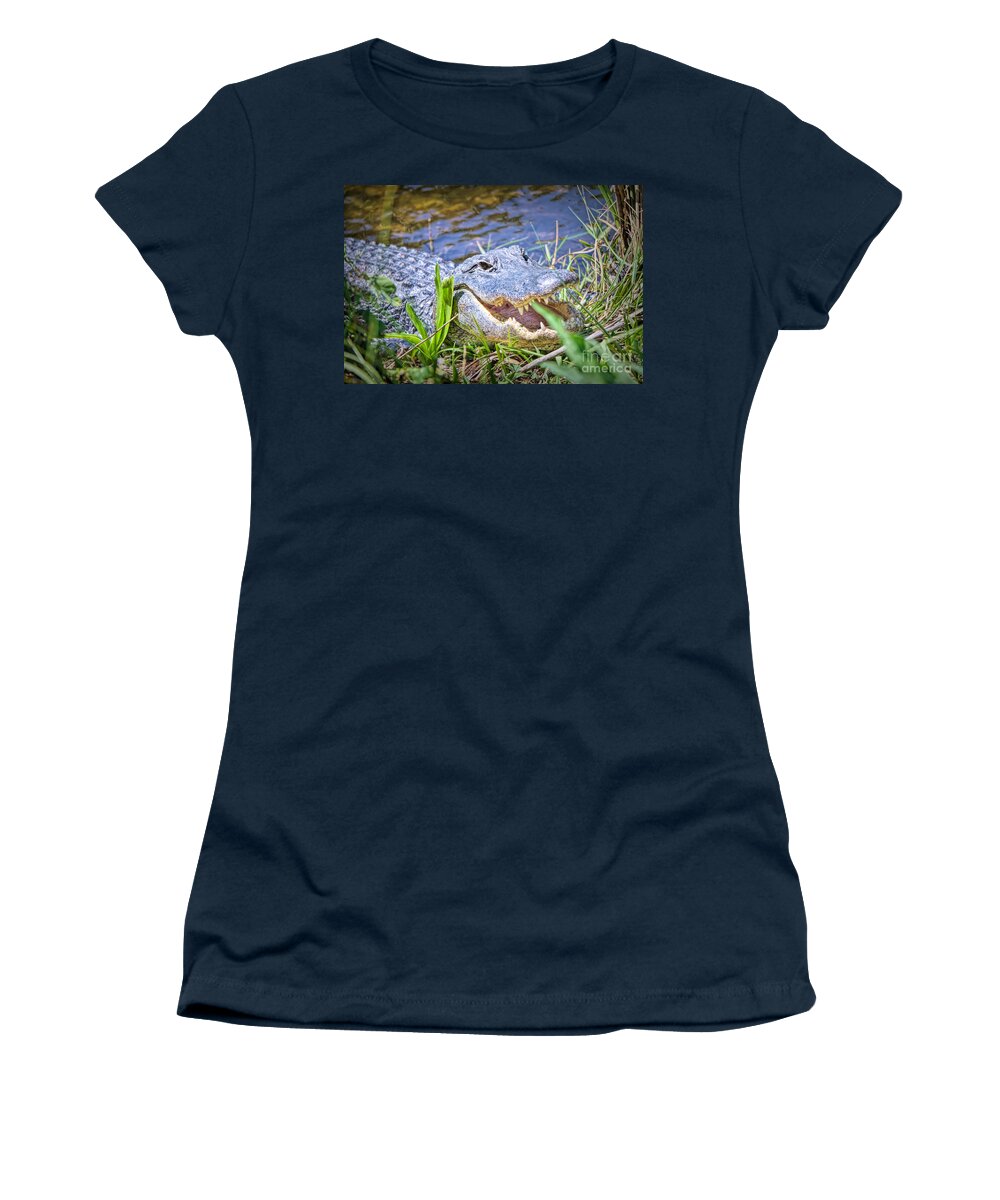 Alligators Women's T-Shirt featuring the photograph Happy Gator by Judy Kay