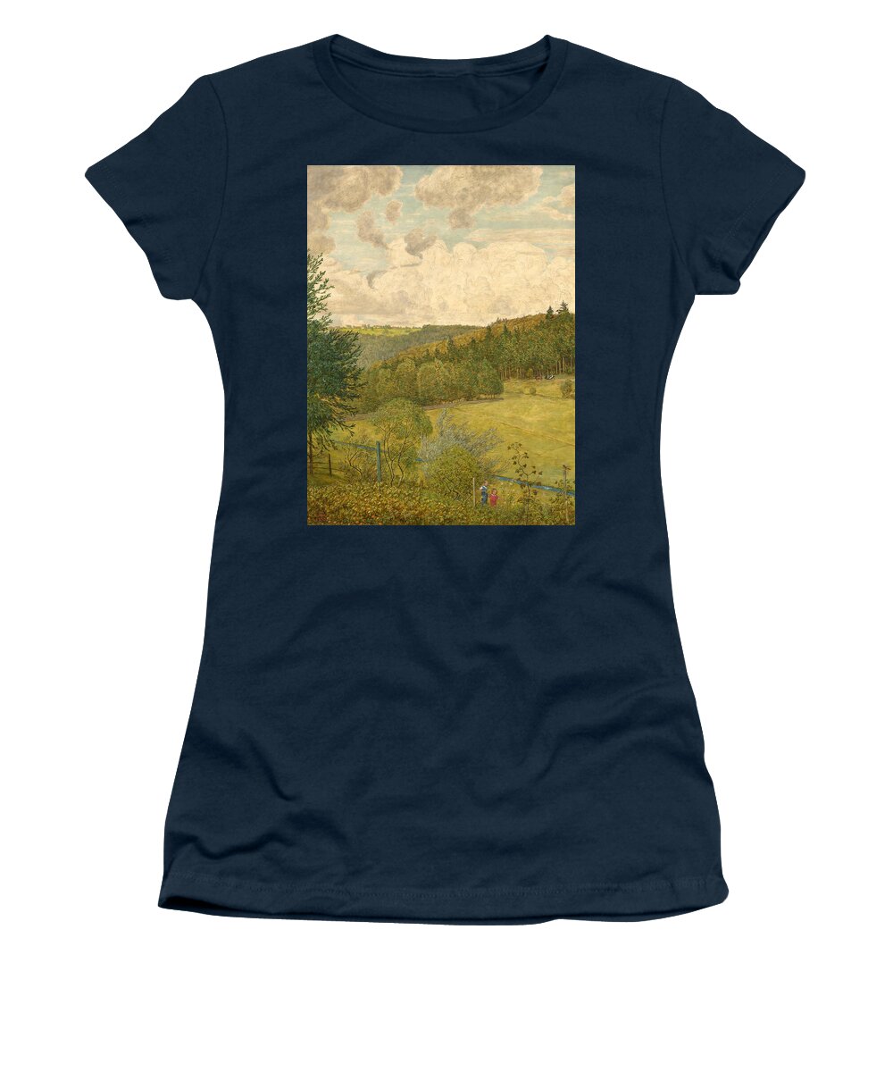 Hans Thoma Women's T-Shirt featuring the painting Happy summer day in Marx cell by Celestial Images