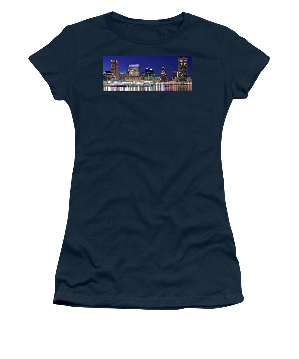 Baltimore Women's T-Shirt featuring the photograph Harbor Lights by Frozen in Time Fine Art Photography