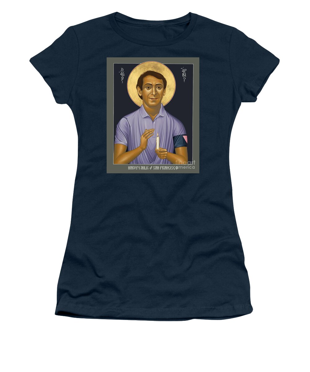 Harvey Milk Of San Francisco Women's T-Shirt featuring the painting Harvey Milk of San Francisco - RLHRM by Br Robert Lentz OFM
