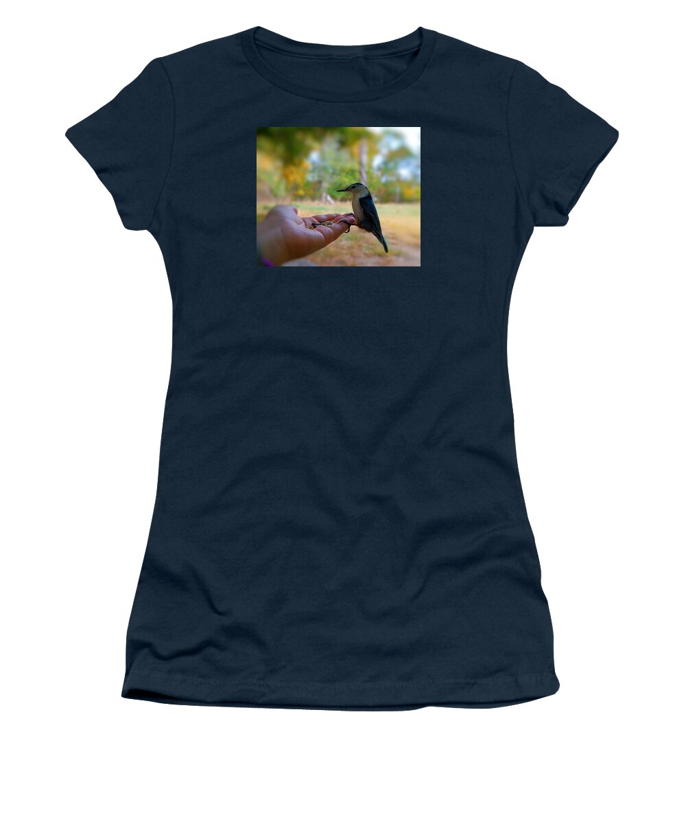 Bird Women's T-Shirt featuring the photograph Have a Seed by Lilia D