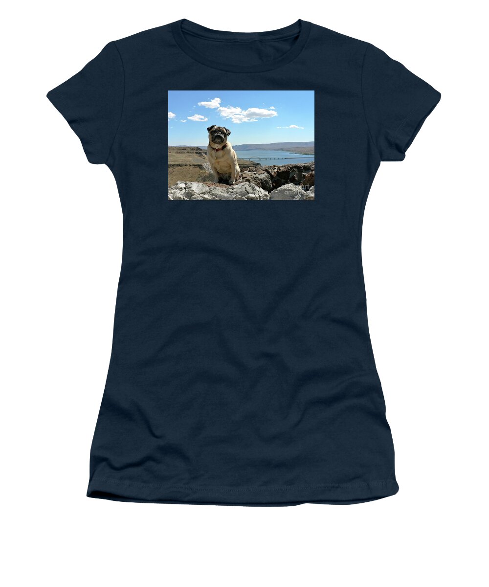 Pug Women's T-Shirt featuring the photograph Have Pug Will Travel by Jean Wright