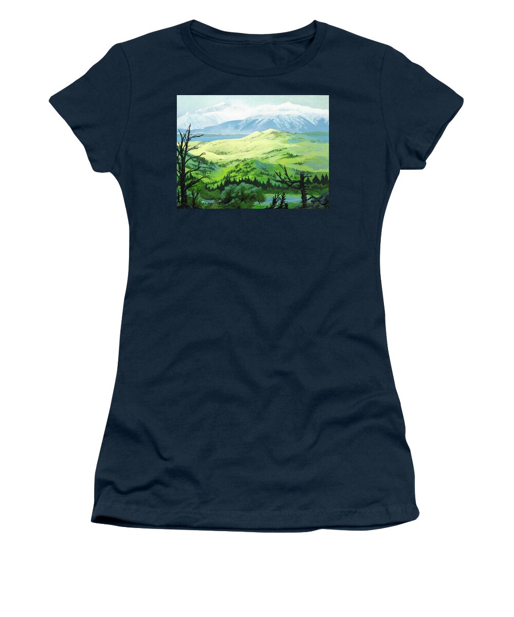 Mountains Women's T-Shirt featuring the painting Hawk Meadows by Lynn Hansen