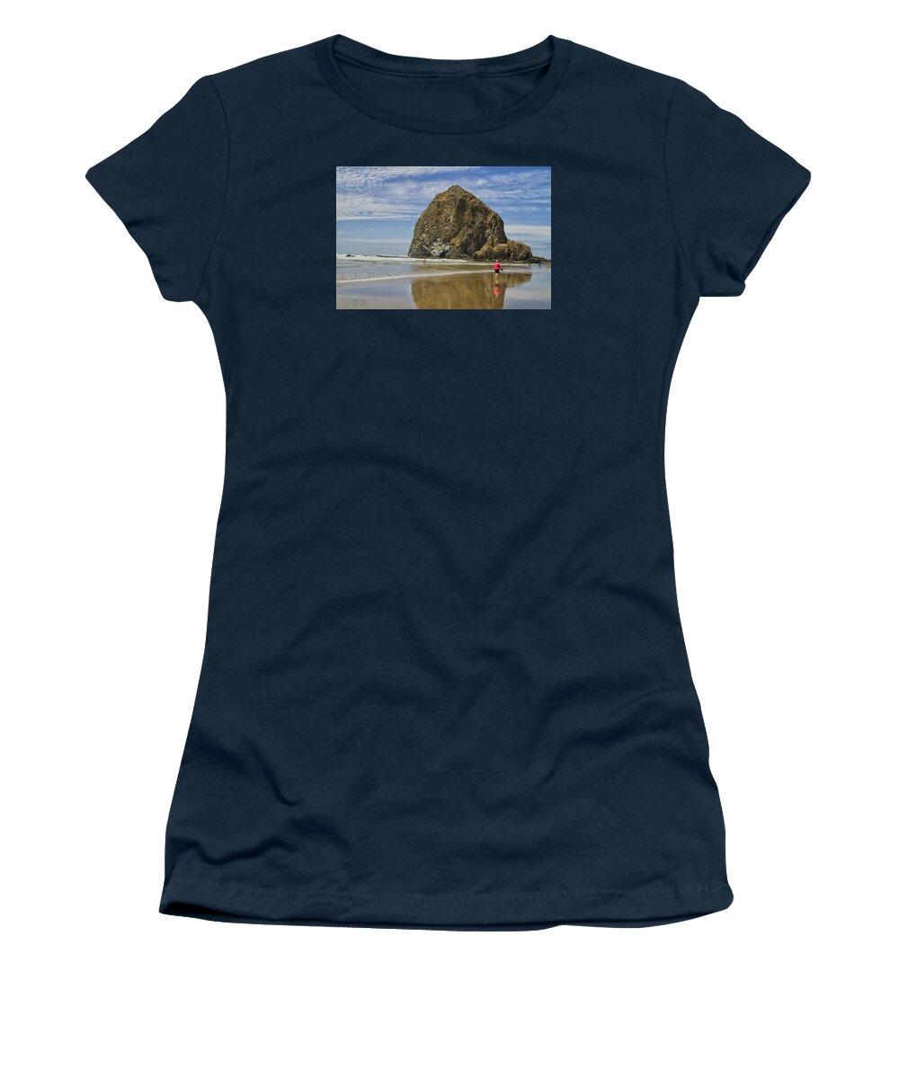 Cannon Beach Women's T-Shirt featuring the photograph Haystack Rock 0258 by Tom Kelly