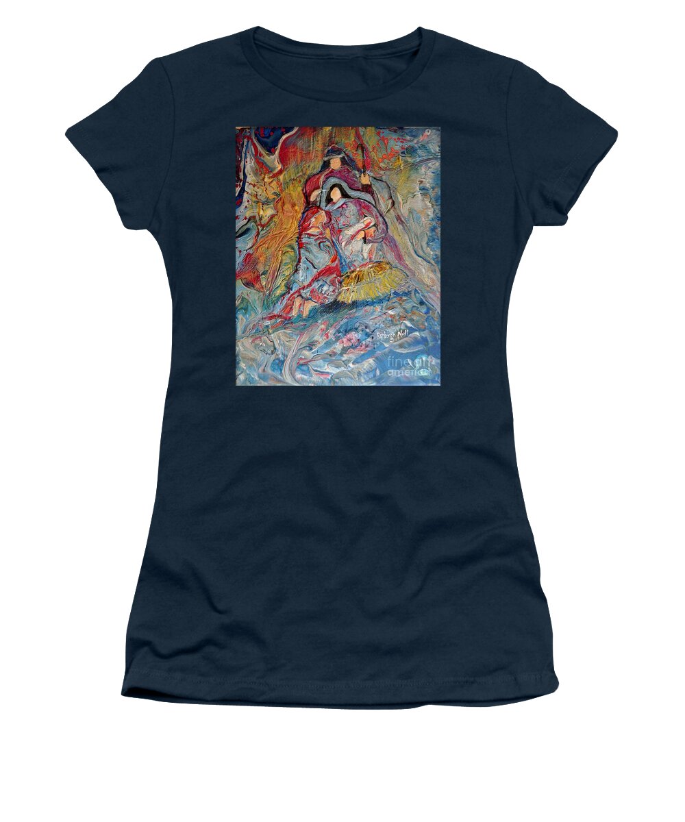 Nativity Women's T-Shirt featuring the painting He Dwelt Among Us by Deborah Nell