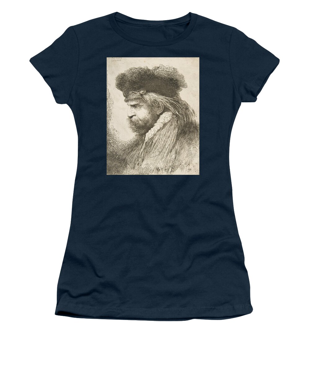 17th Century Art Women's T-Shirt featuring the relief Head of an old man facing left by Giovanni Benedetto Castiglione