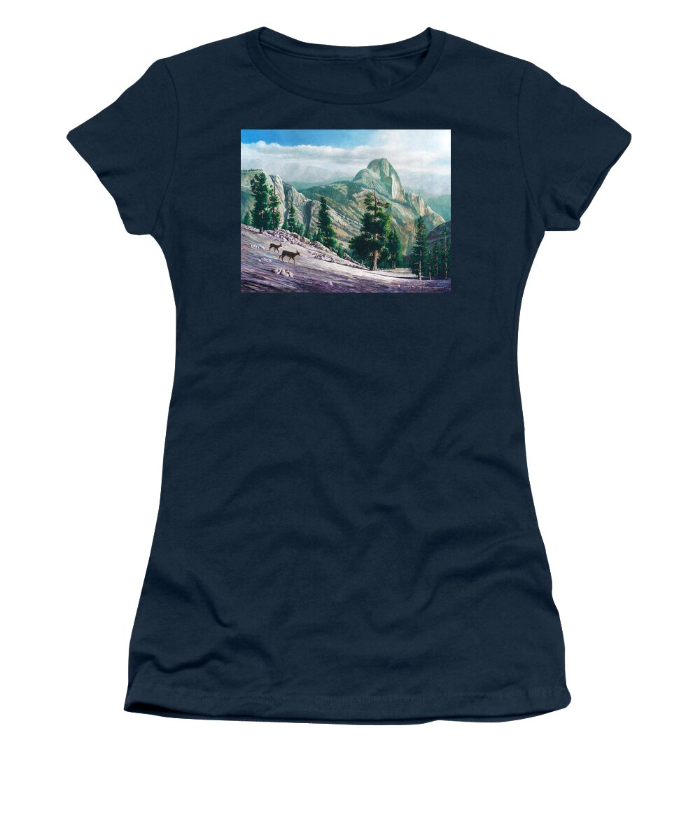 Yosemite Women's T-Shirt featuring the painting Heading Down by Douglas Castleman