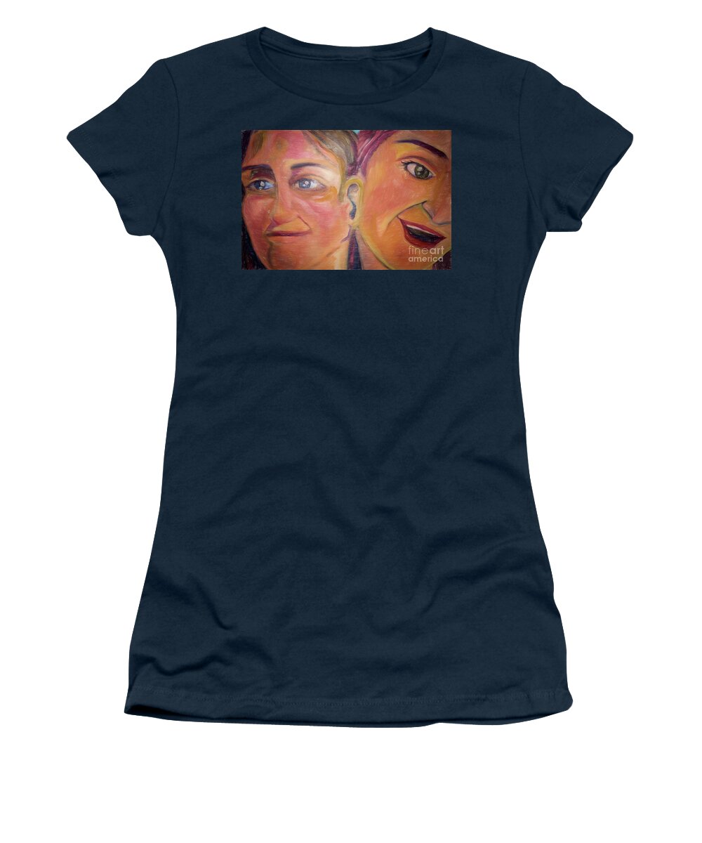 Beauty Women's T-Shirt featuring the painting Hearing The Same Stories by Janice Pariza