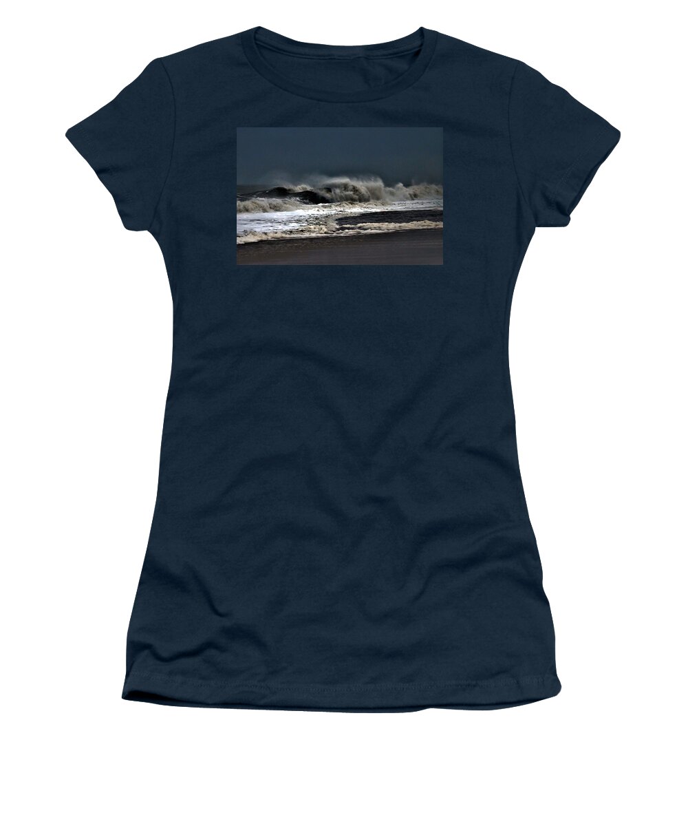 Surf Women's T-Shirt featuring the photograph Stormy Surf by Kim Bemis