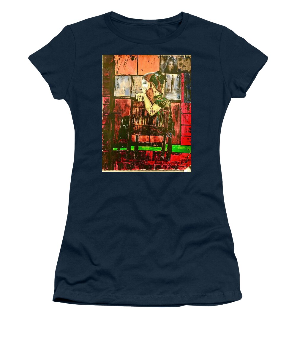 Woman Women's T-Shirt featuring the mixed media Her Endless Light by Kicking Bear Productions