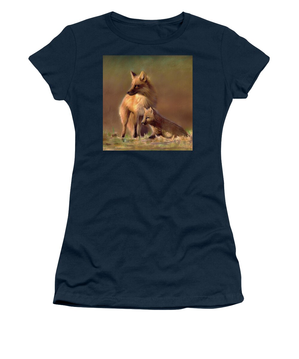 Mother Women's T-Shirt featuring the pastel Her watchful eye by Melissa Herrin