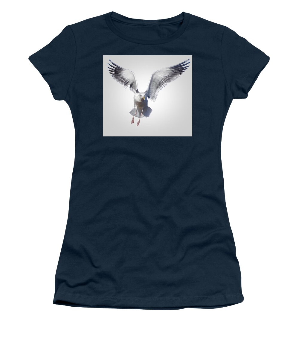Seagull Women's T-Shirt featuring the photograph Here I Come by Doris Aguirre