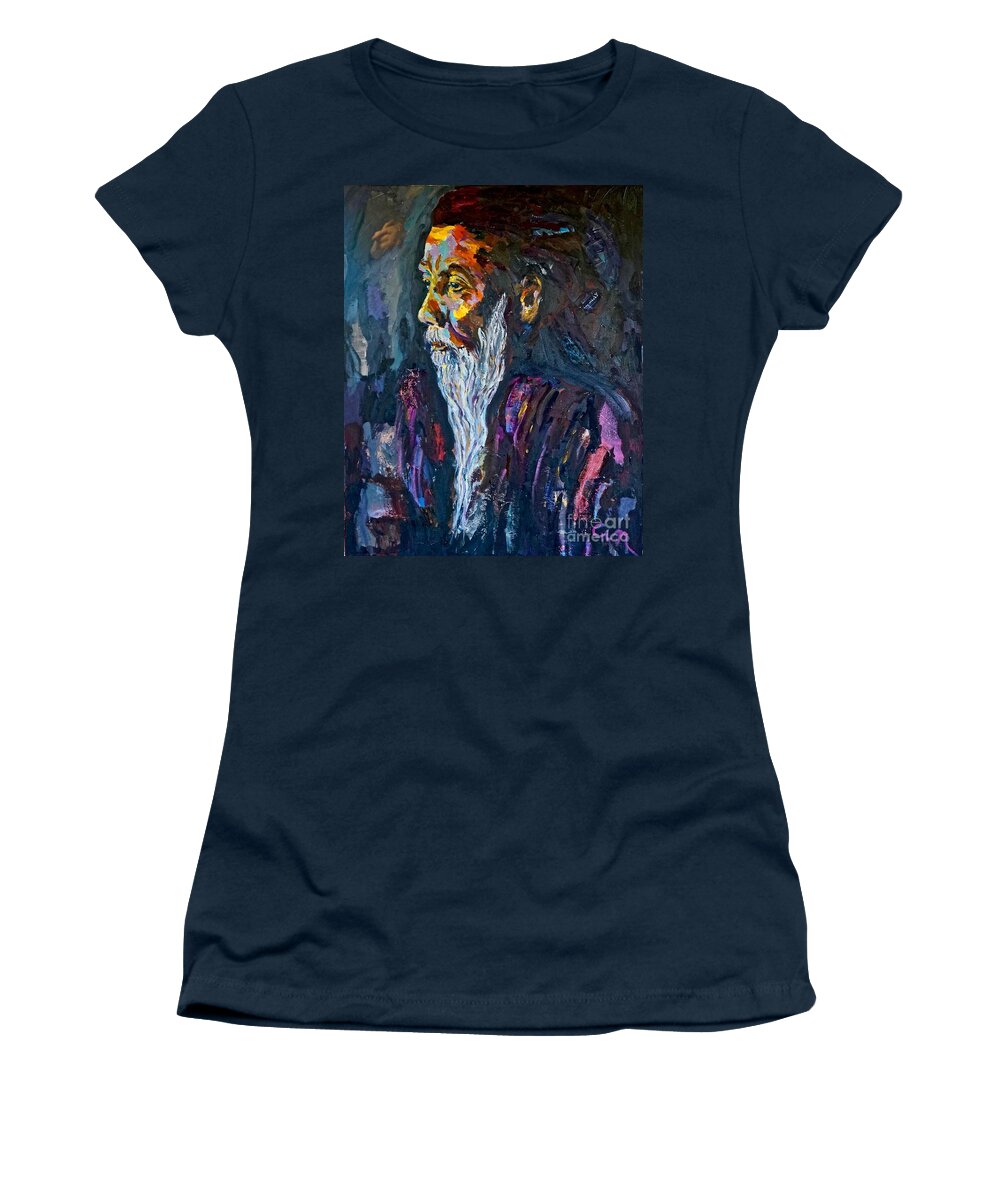 Mixed Media Women's T-Shirt featuring the mixed media Hermit at Golden Rock, Burma by Michael Cinnamond