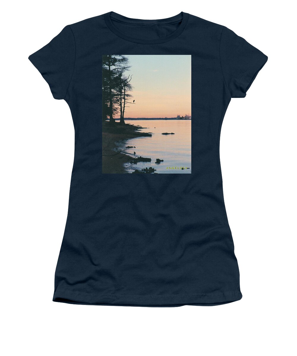Sunset Women's T-Shirt featuring the photograph Heron At Sunset by Angelcia Carol Wright