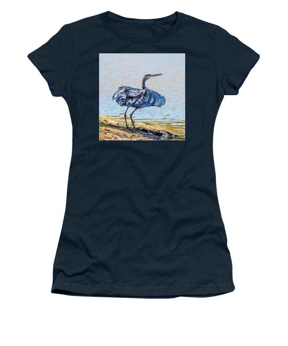 Heron Women's T-Shirt featuring the photograph Heron Puffing by Jerry Cahill