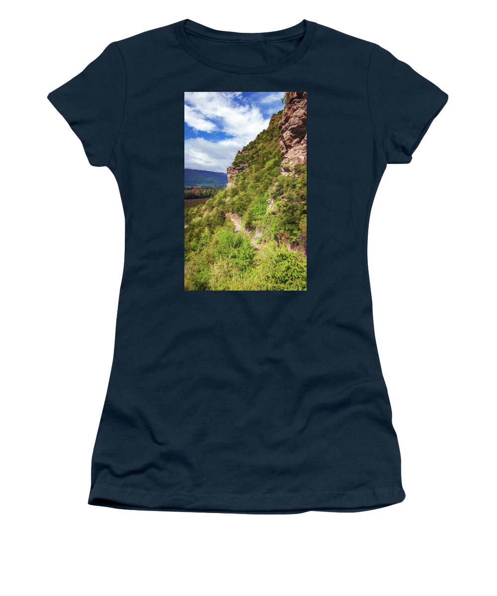 Joan Carroll Women's T-Shirt featuring the photograph Hike Up Mt Iron Wanaka New Zealand by Joan Carroll