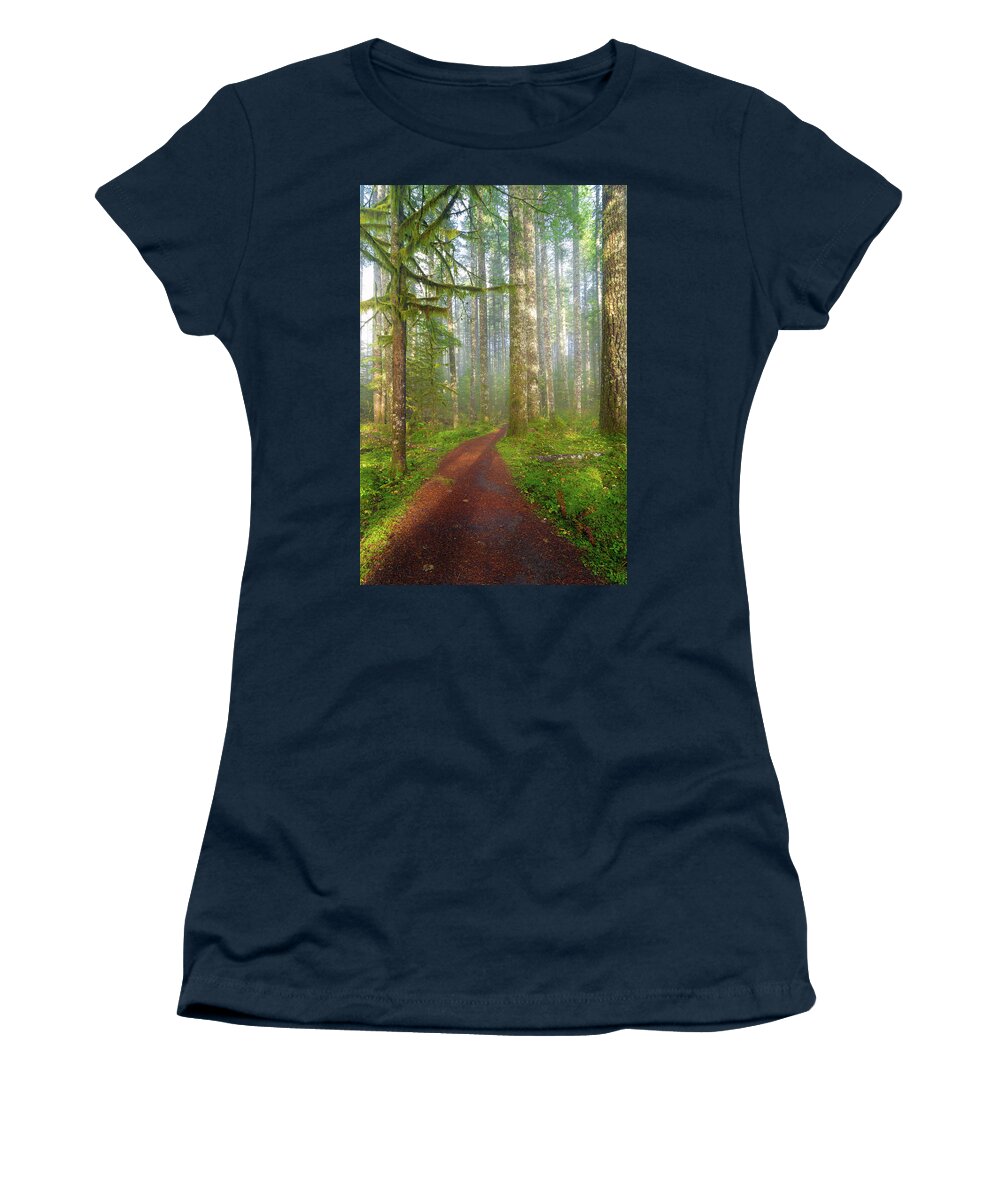Hiking Women's T-Shirt featuring the photograph Hiking Trail in Washington State Park by David Gn