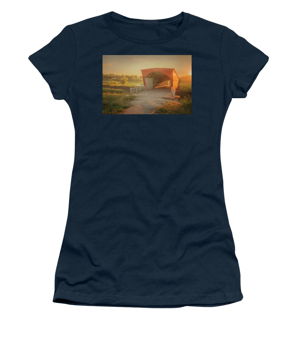 Hogback Bridge Women's T-Shirt featuring the photograph Hogback Covered Bridge by Susan Rissi Tregoning