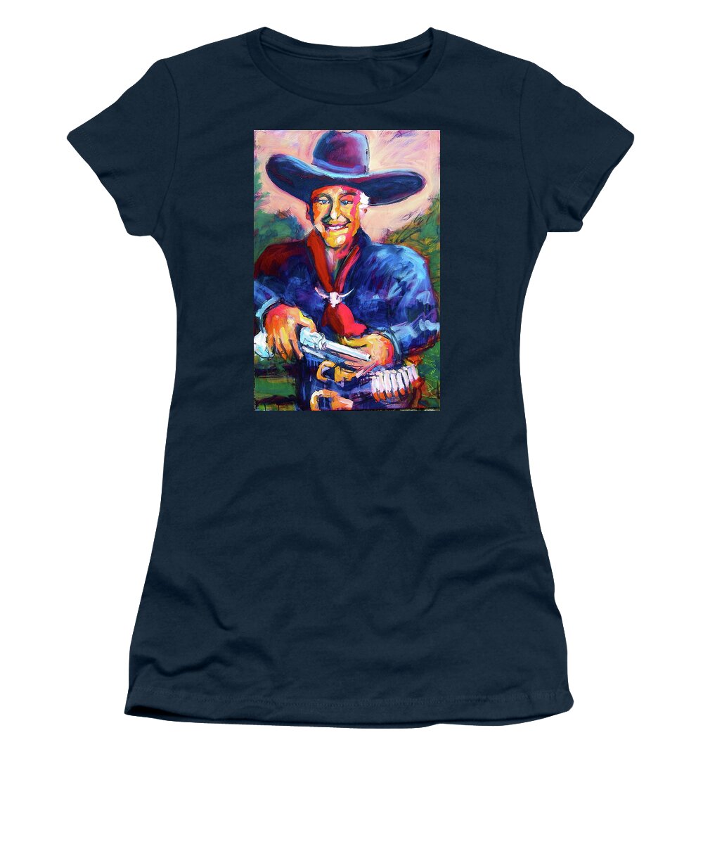 Hopalong Cassidy Women's T-Shirt featuring the painting Hoppy's Got a Gun by Les Leffingwell