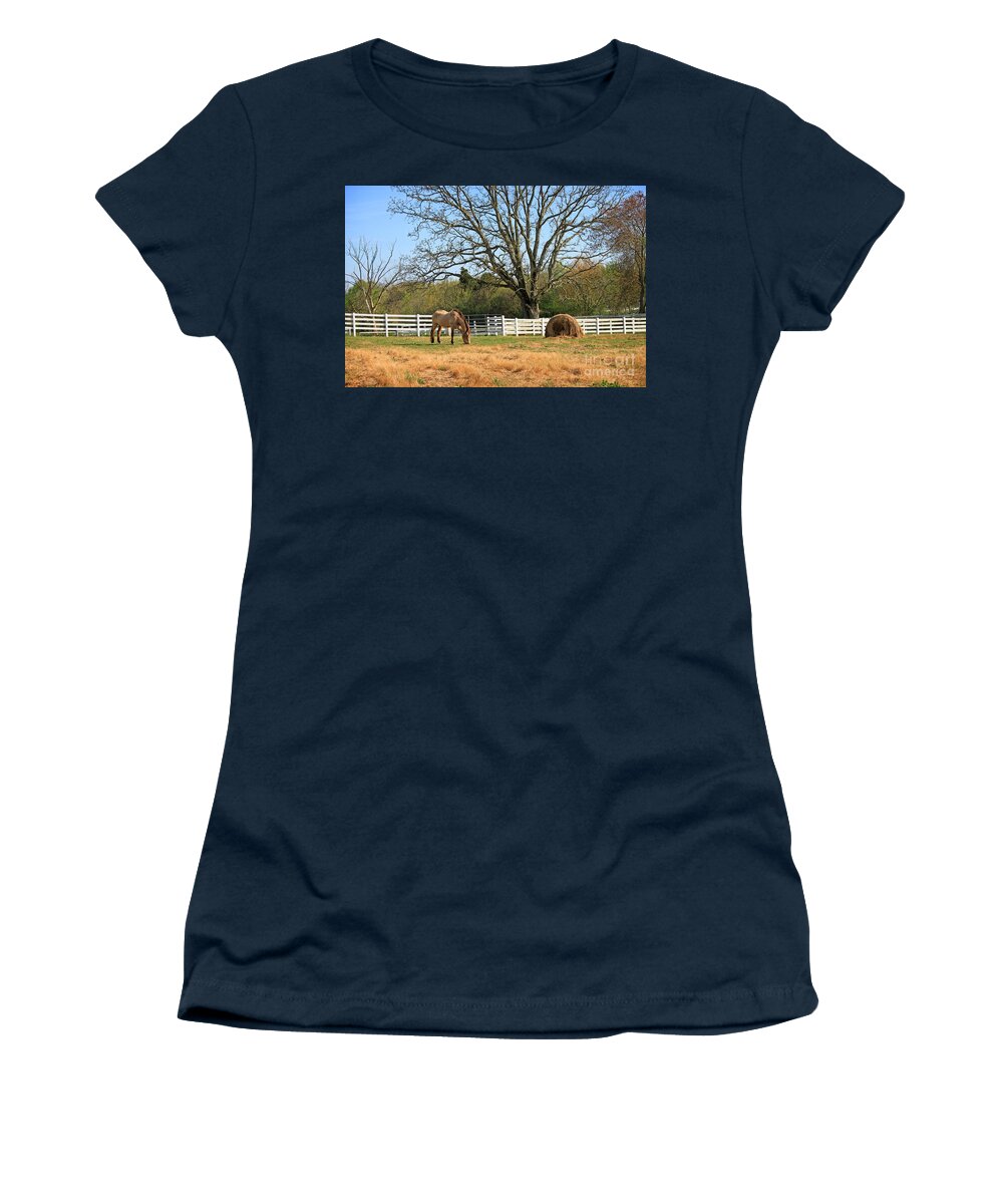 Landscape Women's T-Shirt featuring the photograph Horse and Hay by Todd Blanchard