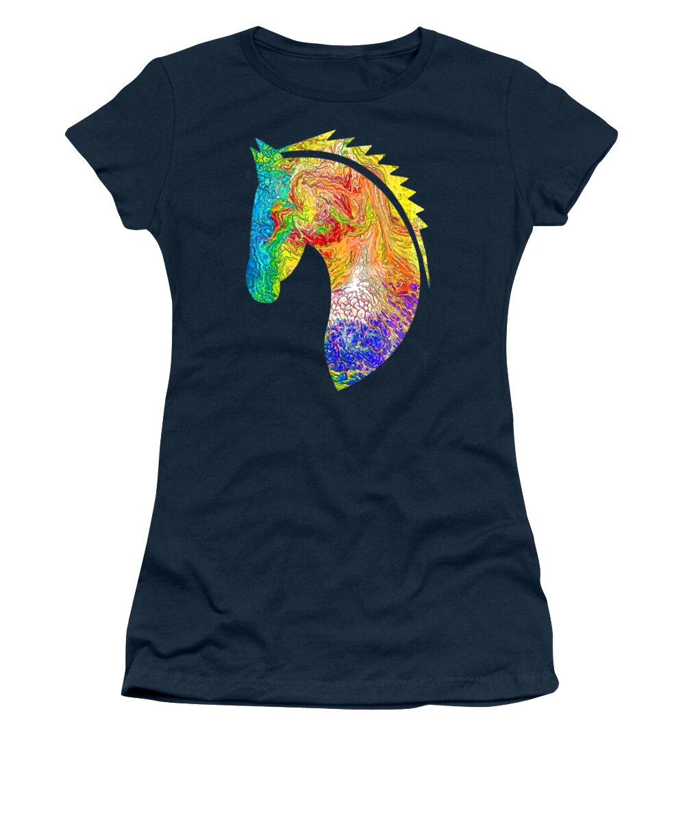 Horse Colorful Silhouette Women's T-Shirt featuring the digital art Horse Colorful Silhouette by OLena Art