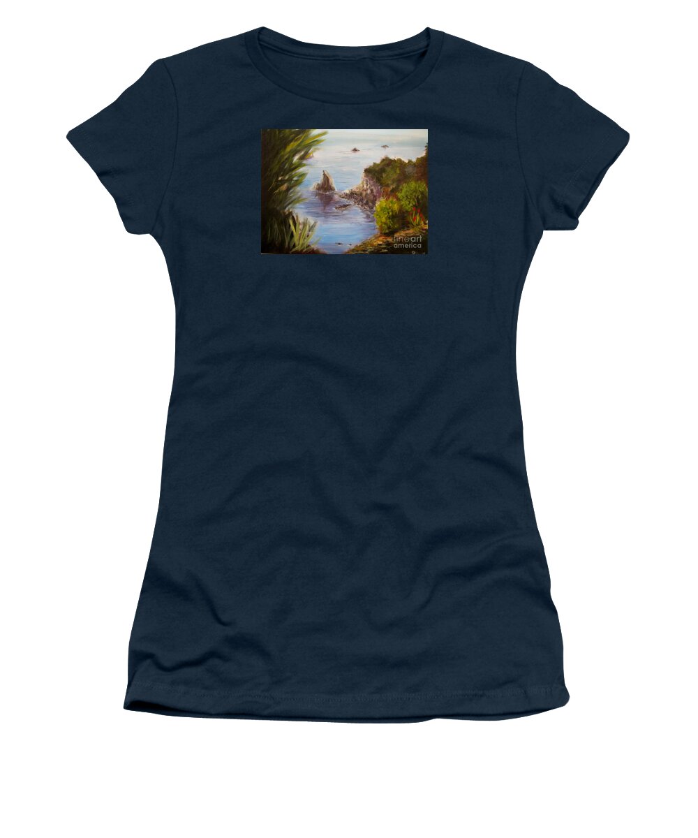 Pacific Ocean Women's T-Shirt featuring the painting Humboldt Cove by Patricia Kanzler