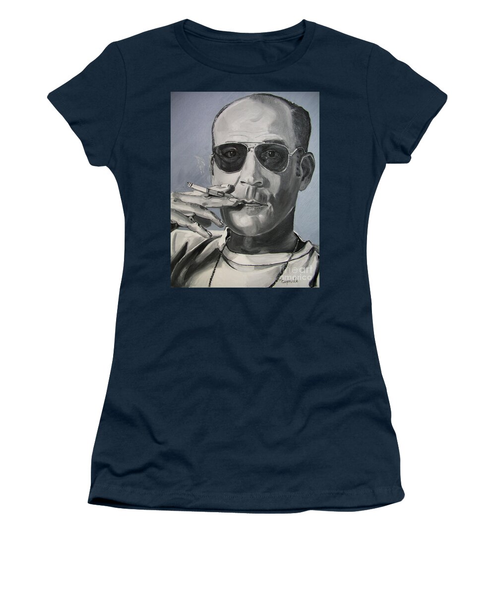 Hunter Thompson Women's T-Shirt featuring the painting Hunter Thompson by Mary Capriole