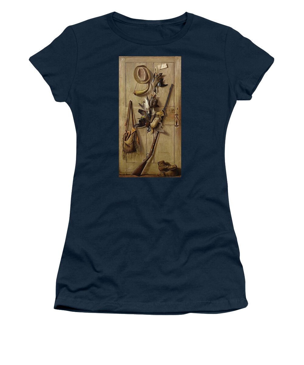 Richard La Barre Goodwin 1840 - 1910 Hunting Cabin Door Women's T-Shirt featuring the painting Hunting Cabin Door by Richard