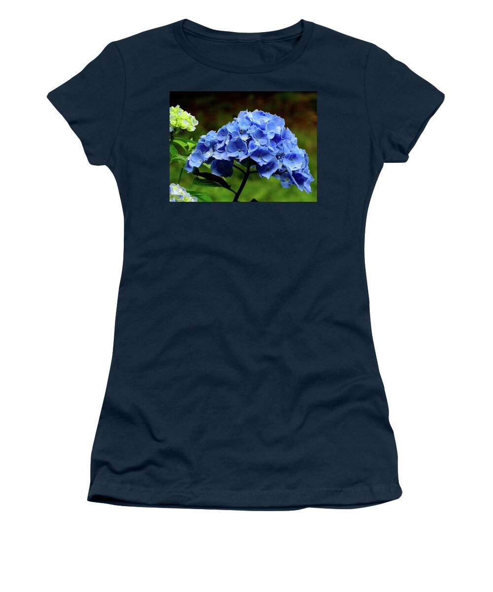 Hydrangea Women's T-Shirt featuring the photograph Hydrangea in Blue by Linda Stern