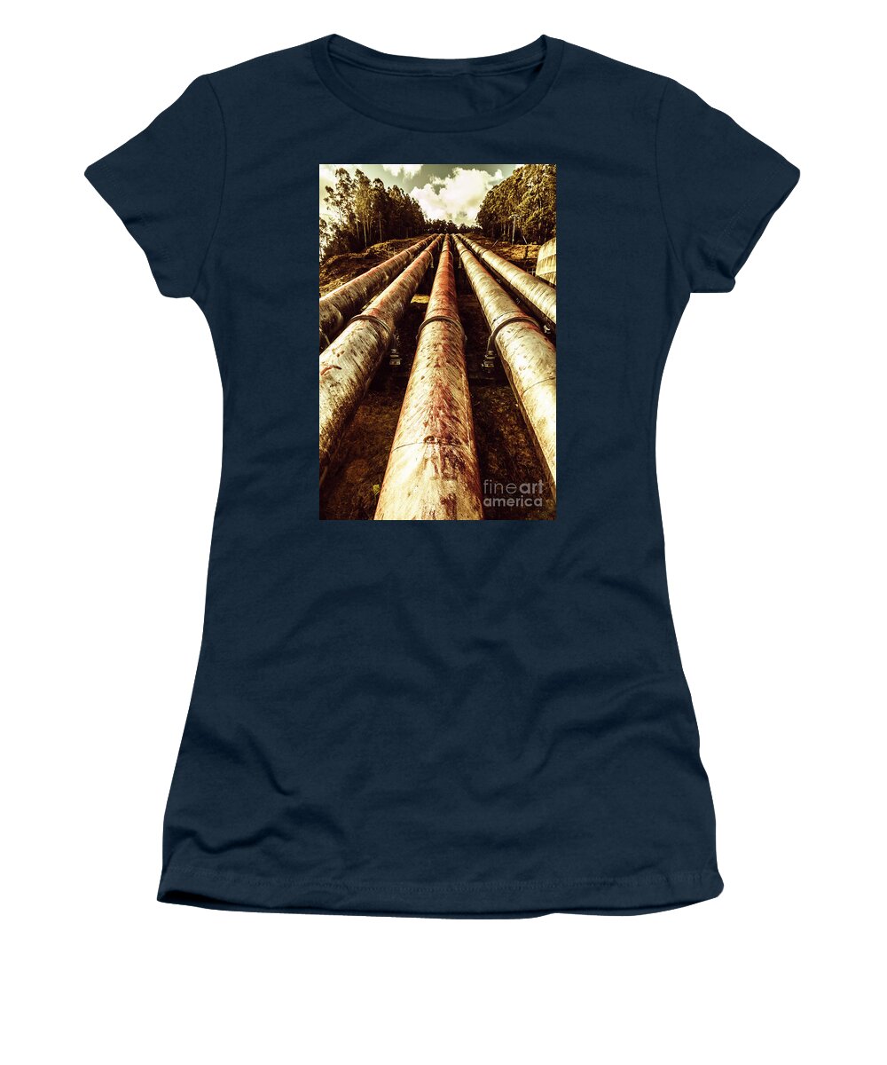 Hydroelectric Women's T-Shirt featuring the photograph Hydroelectric pipeline by Jorgo Photography